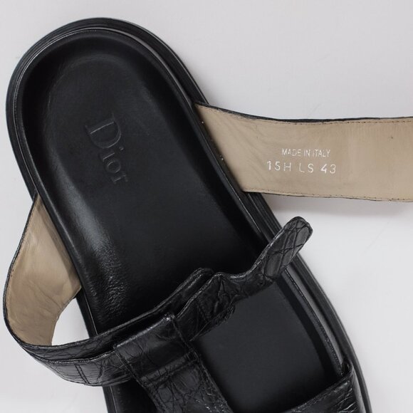 Dior Homme sandals shoes 43 US 10  black alligator crocodile CD buckle slides - Picture 4 of 11